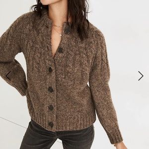 Madewell Harwood Cable Knit Cardigan Sweater